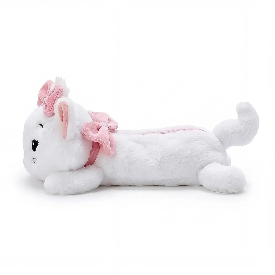 Estojo infantil Marie Plush em poliéster com zíper, branco. 6/7