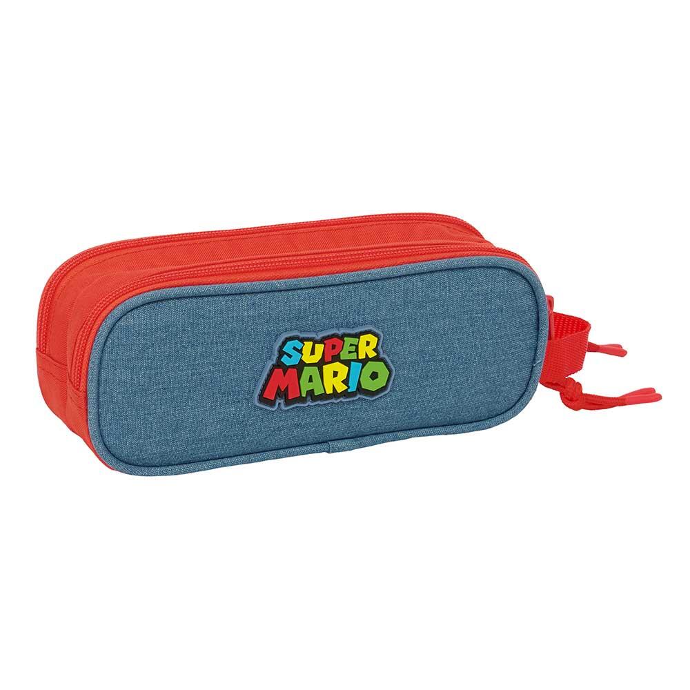 Astuccio doppio di Super Mario per bambini con 2 cerniere e maniglia, blu/rosso 2/3