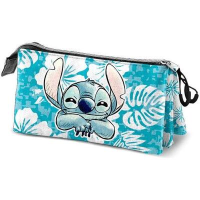 Astuccio doppio Stitch per bambini con 2 cerniere rosa e blu