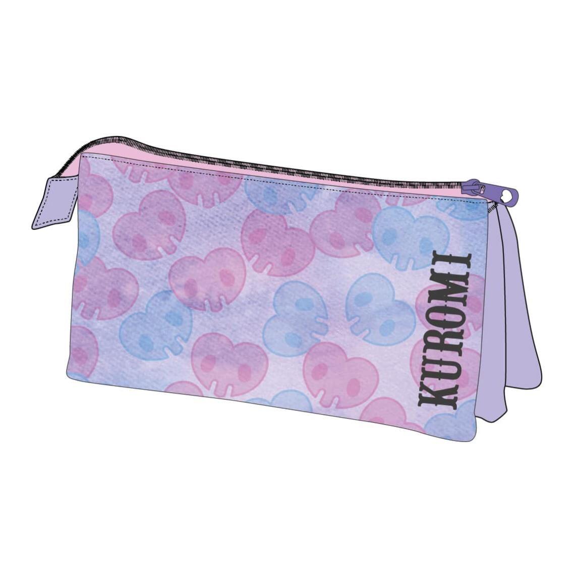 Estuche Portatodo Infantil Kuromi de Poliéster con 3 Compartimentos Lila 2/6