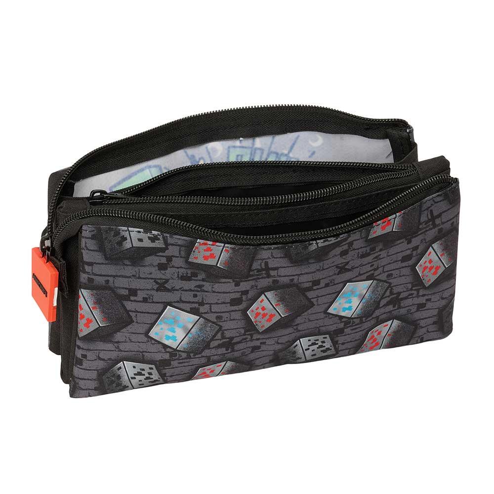 Astuccio triplo Minecraft per bambini con 3 scomparti, 22x12x3 cm, grigio 3/3