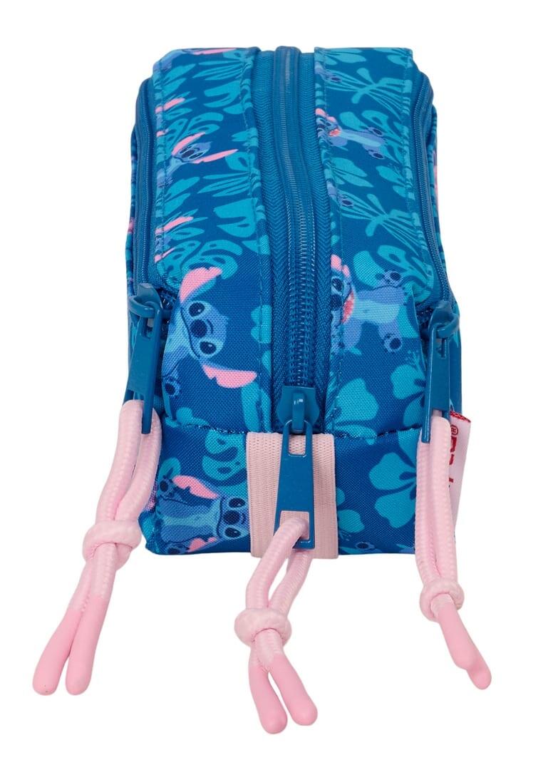 Astuccio triplo Stitch per bambini, in poliestere, 22 cm, blu turchese. 3/4