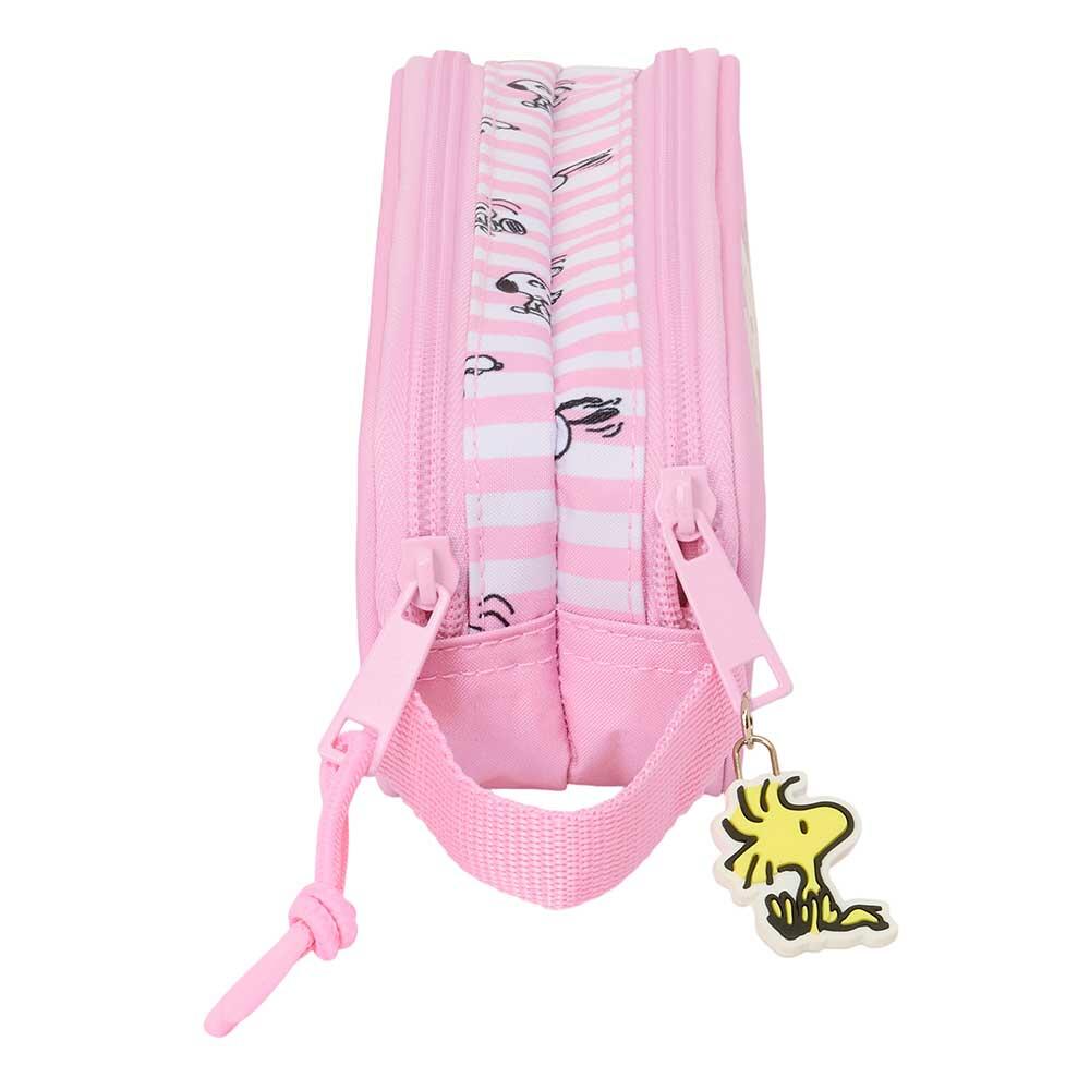 Trousse double Snoopy pour enfants, avec fermeture éclair et poignée, rose 3/3