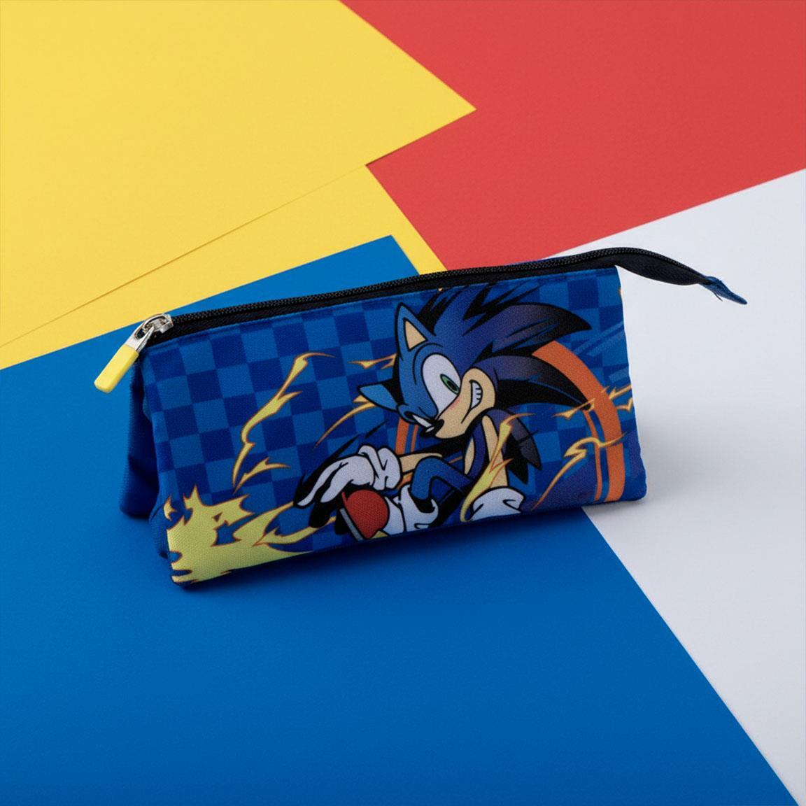 Sonic Kinder-Federmäppchen aus Polyester mit 3 Fächern, Blau 4/4