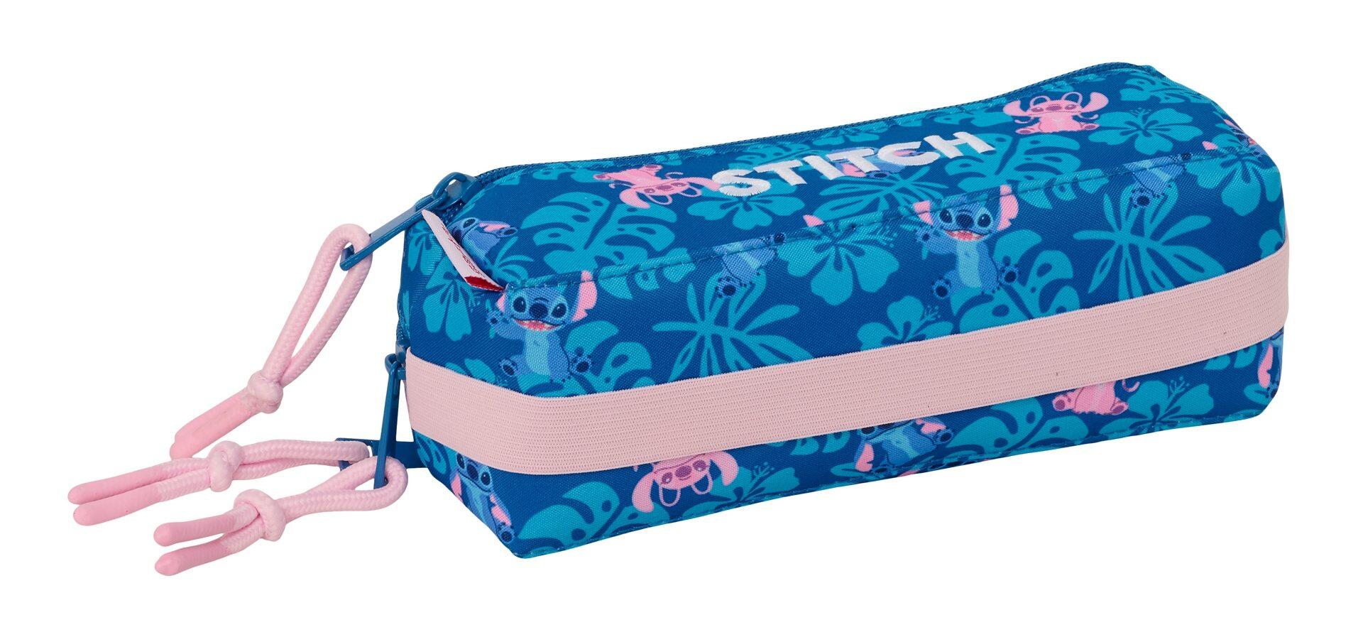 Astuccio triplo Stitch per bambini, in poliestere, 22 cm, blu turchese. 4/4