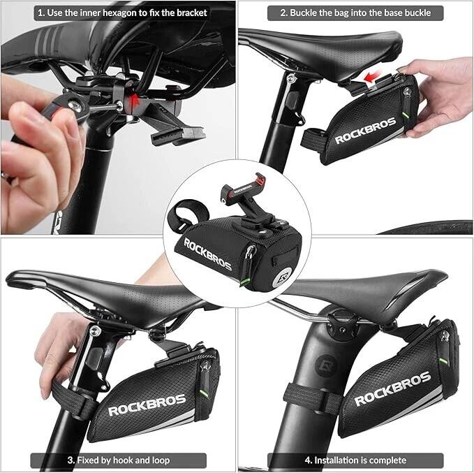 ROCKBROS Mini Fahrrad-Satteltasche mit Halterung 3/6