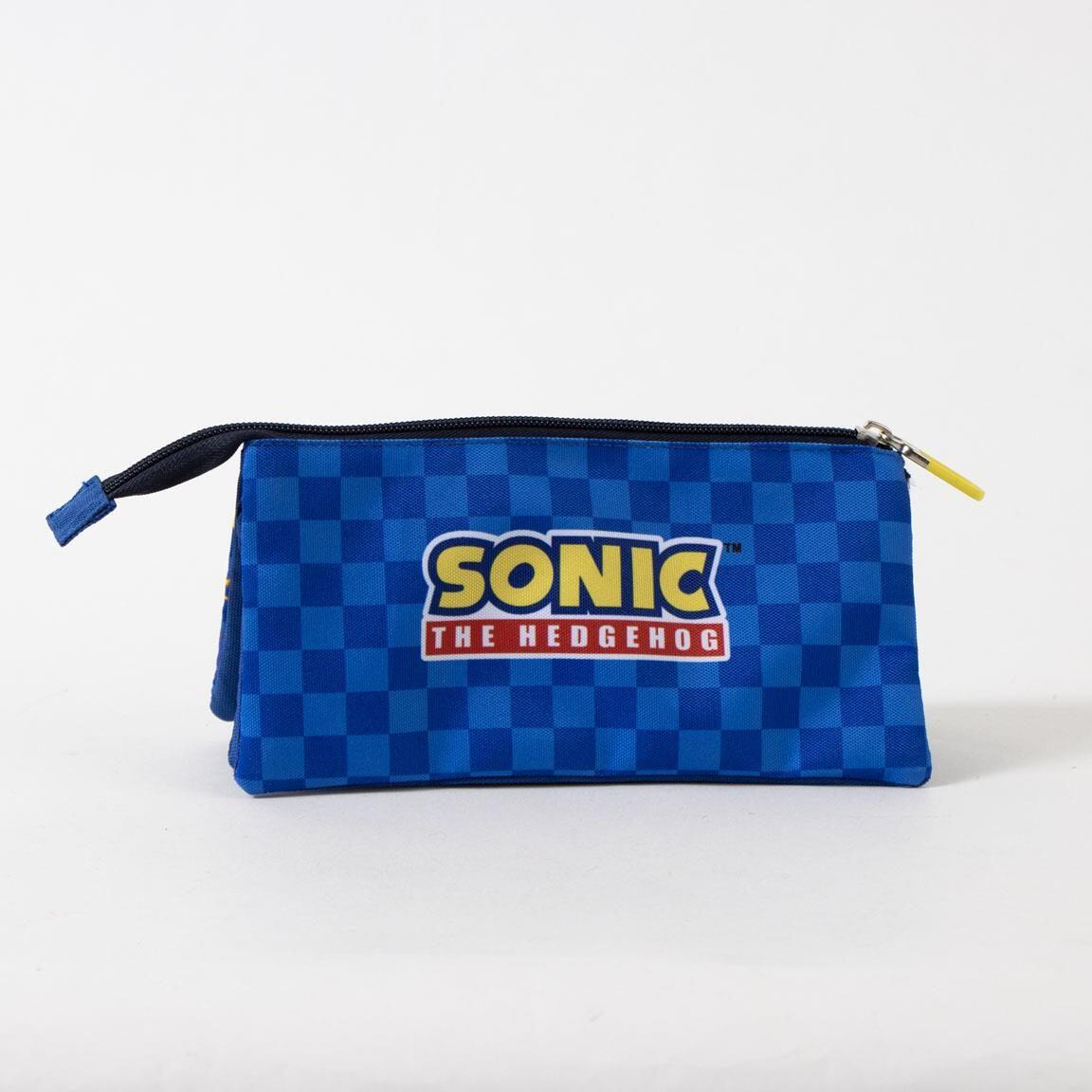 Sonic Kinder-Federmäppchen aus Polyester mit 3 Fächern, Blau 2/4