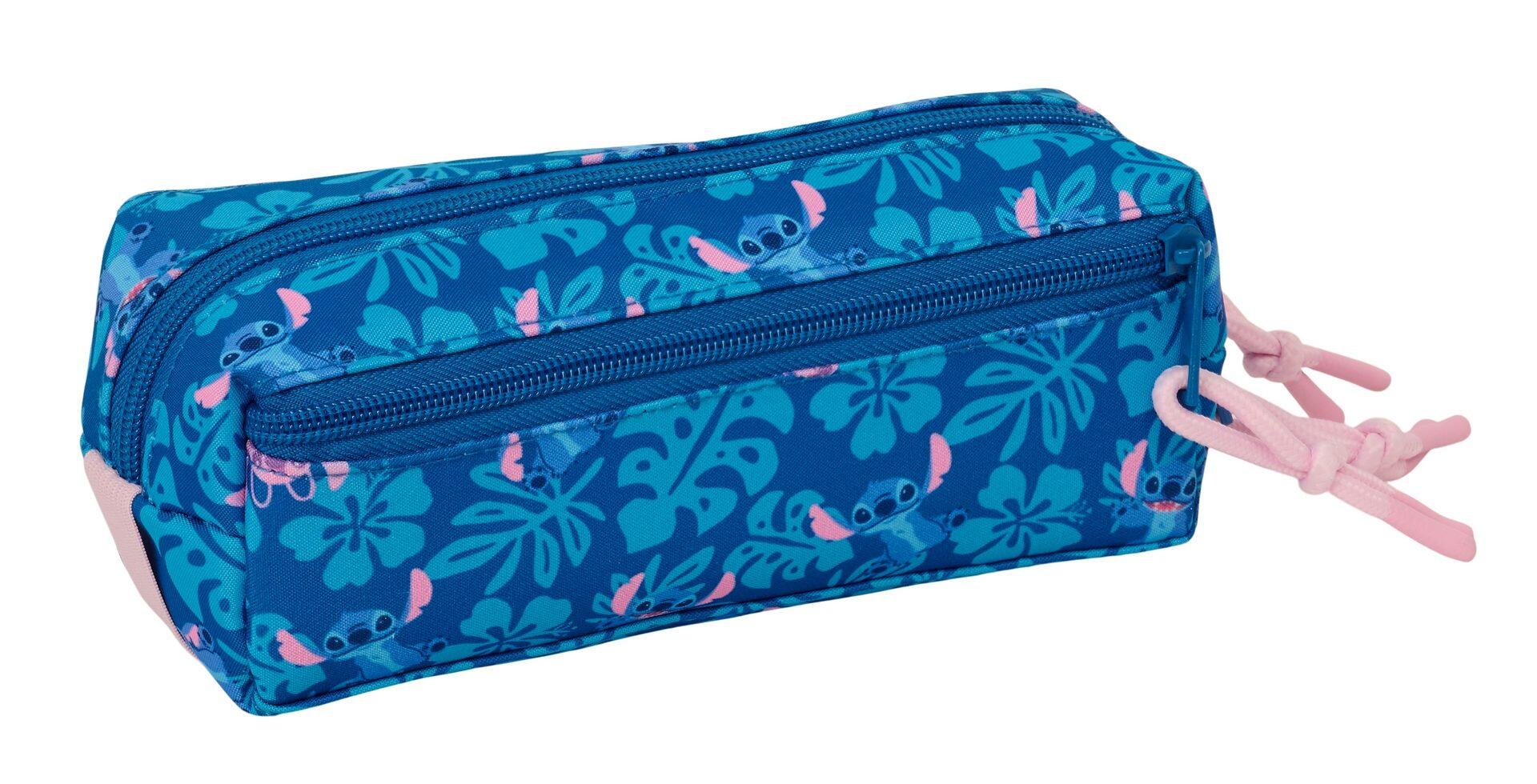 Astuccio triplo Stitch per bambini, in poliestere, 22 cm, blu turchese. 2/4