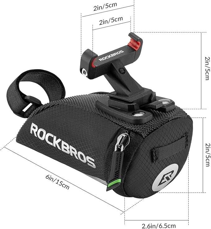 ROCKBROS Mini Fahrrad-Satteltasche mit Halterung 2/6