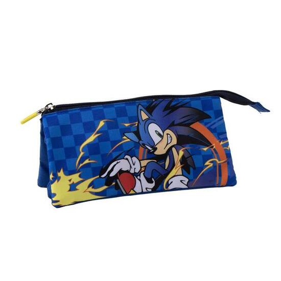 Sonic Kinder-Federmäppchen aus Polyester mit 3 Fächern, Blau