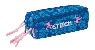 Astuccio doppio Stitch per bambini con 2 cerniere rosa e blu