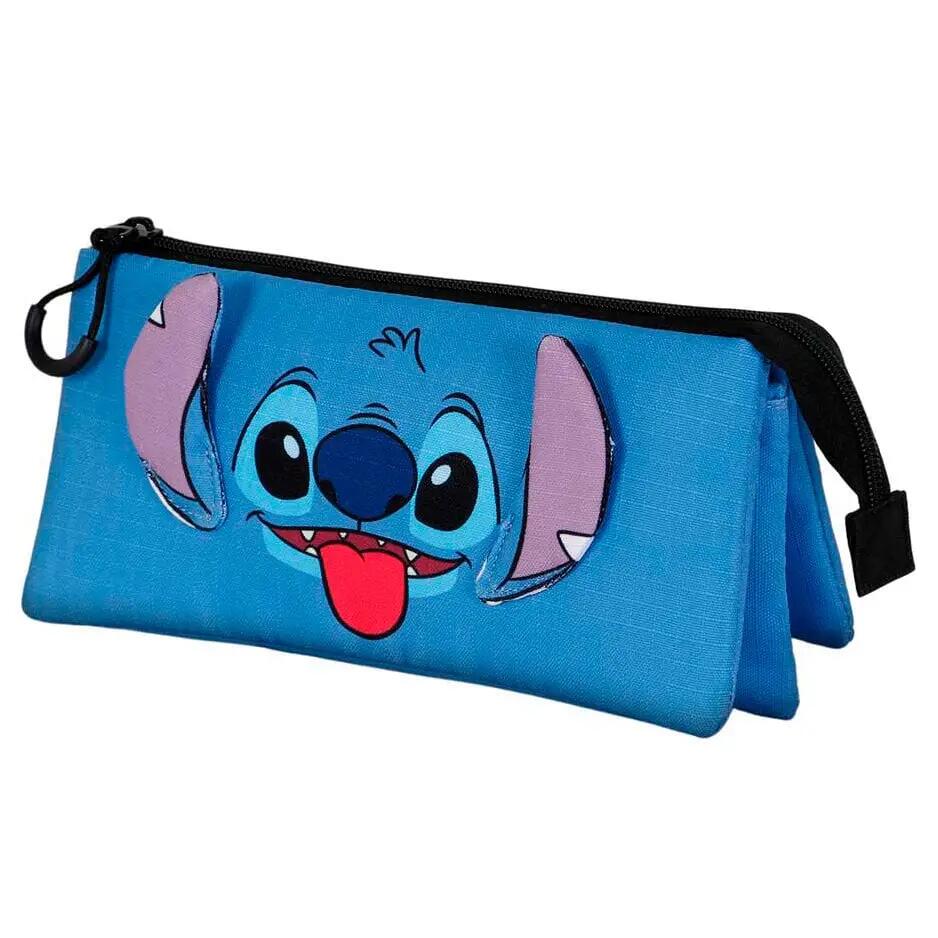 Astuccio triplo Stitch per bambini con cerniera, 11x23x8 cm, blu 3/3