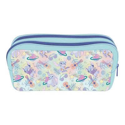 Astuccio Stitch con tripla cerniera per bambini 22x14x35 cm rosa