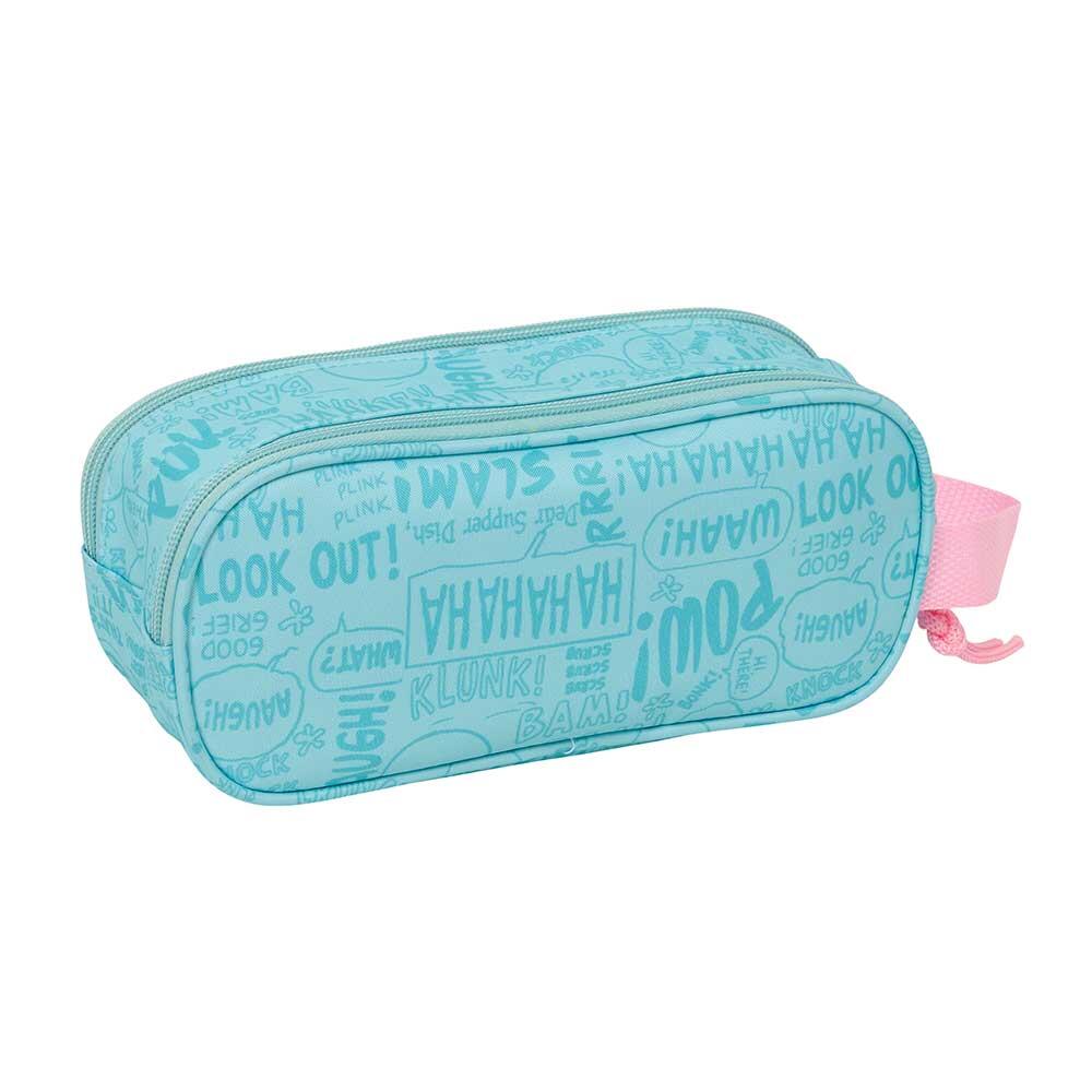 Trousse double Snoopy 3D pour enfants avec 2 fermetures éclair et poignée bleu 2/3