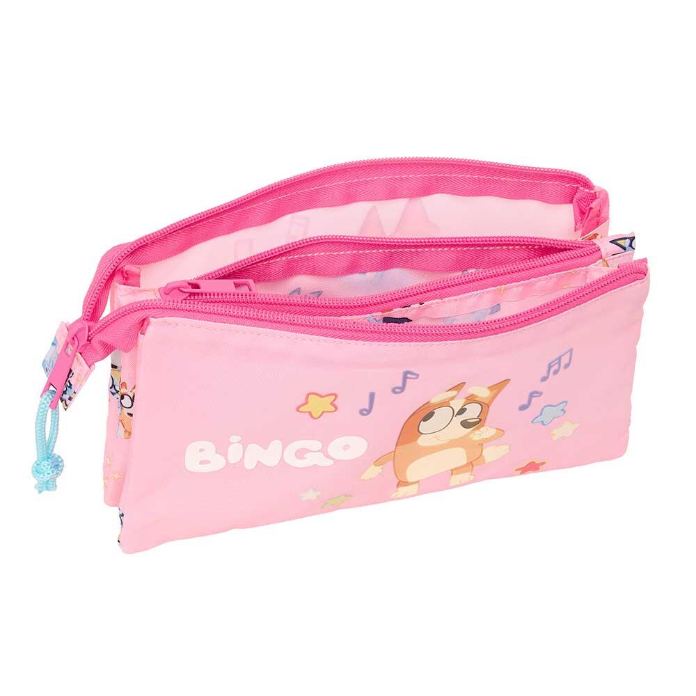 Trousse à crayons triple pour enfants Bluey, avec 3 fermetures éclair, bleu 3/3