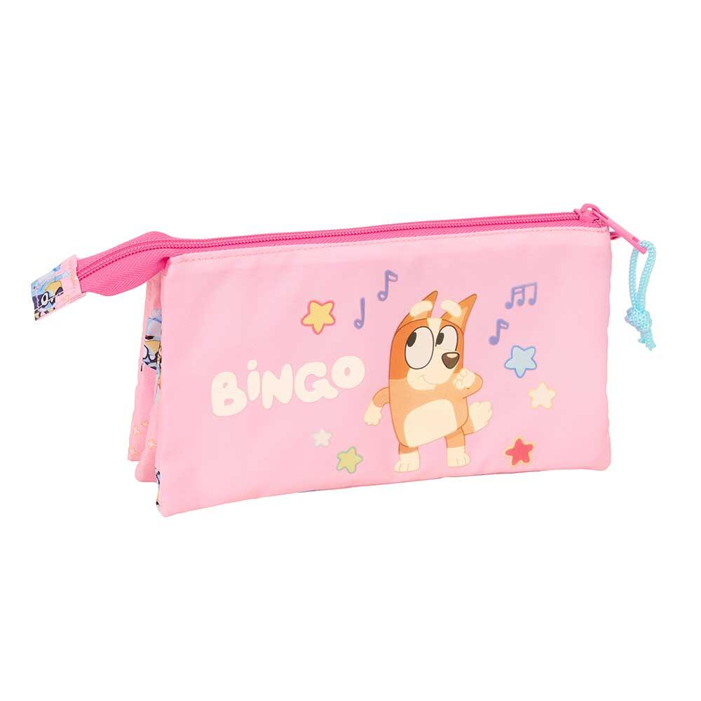 Trousse à crayons triple pour enfants Bluey, avec 3 fermetures éclair, bleu 2/3