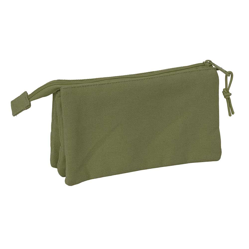 Astuccio triplo Safta Basic per adulti con 3 cerniere, verde oliva 2/3