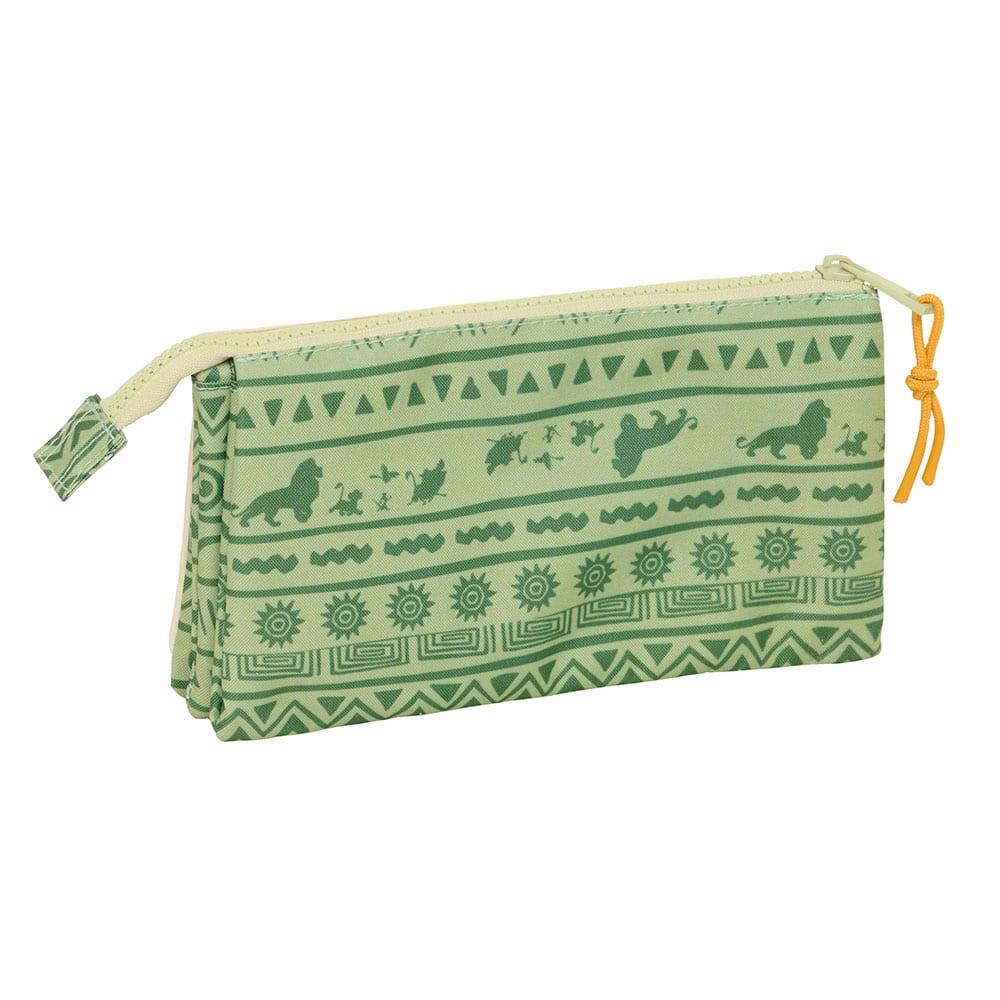 Astuccio triplo per bambini con tema Il Re Leone, con 3 scomparti e cerniera 2/3