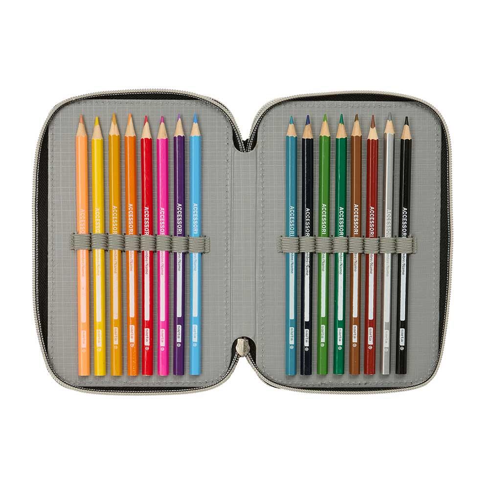 Trousse triple Brainrot pour enfants, 37 pièces et compartiments, noire 7/7