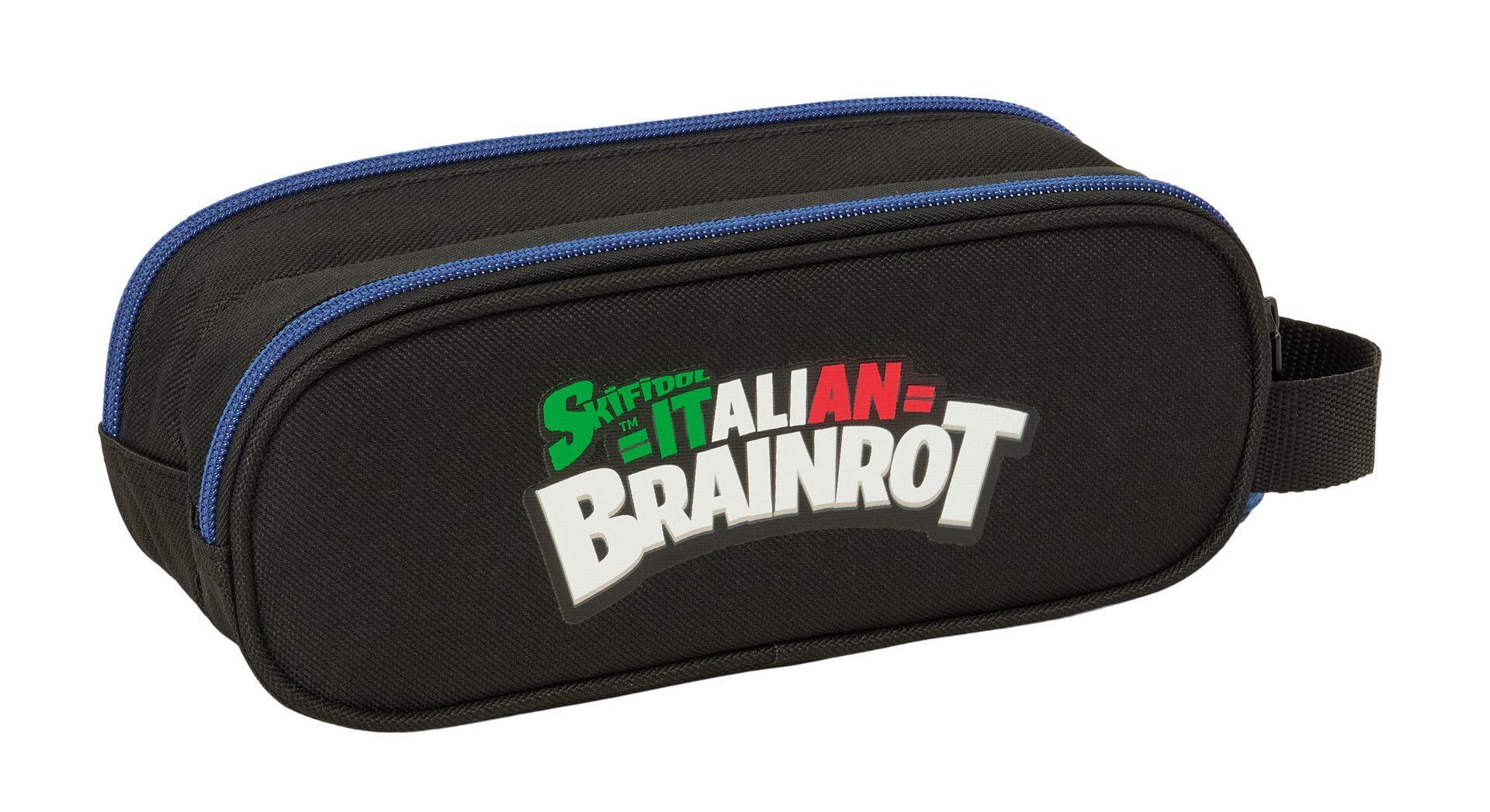 Astuccio doppio Brainrot 3D per bambini con cerniera e maniglia, blu 2/3