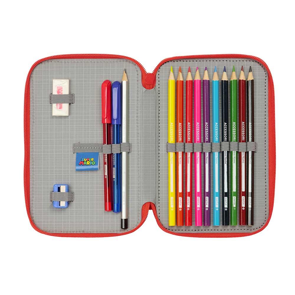 Trousse à crayons Super Mario Triple pour enfants, 37 pièces, fermeture éclair 4/5