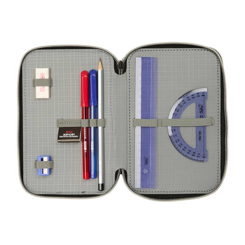 Trousse triple Brainrot pour enfants, 37 pièces et compartiments, noire 6/7