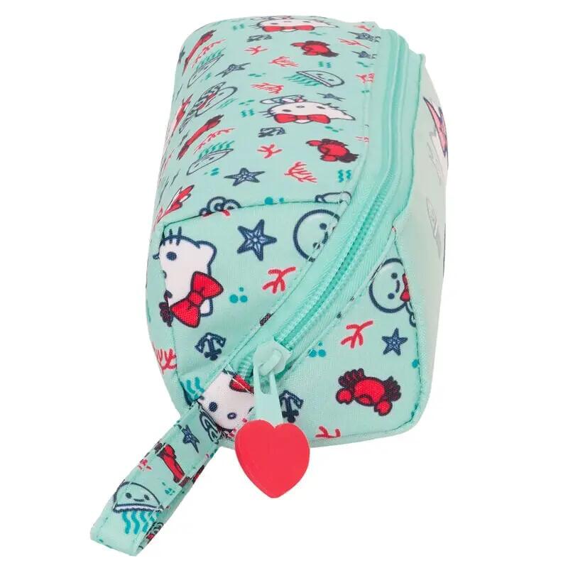 Estuche Portatodo Infantil Hello Kitty Sea Lovers con Cremallera Verde Agua 3/4