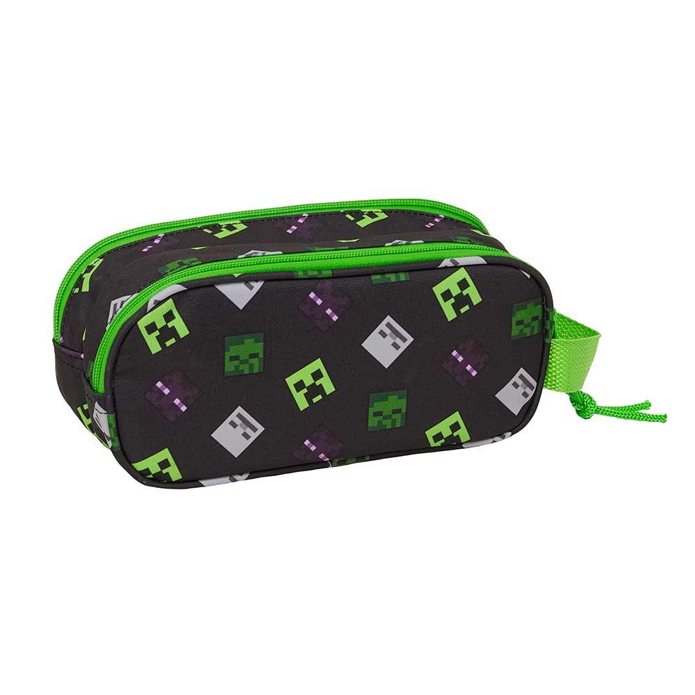 Astuccio doppio Minecraft per bambini con cerniera e maniglia, verde 2/3