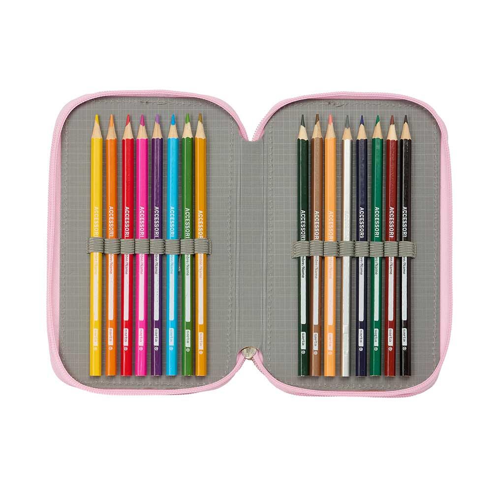Astuccio triplo per bambini a tema K-Pop Demon Hunters con 37 pezzi, azzurro. 5/6