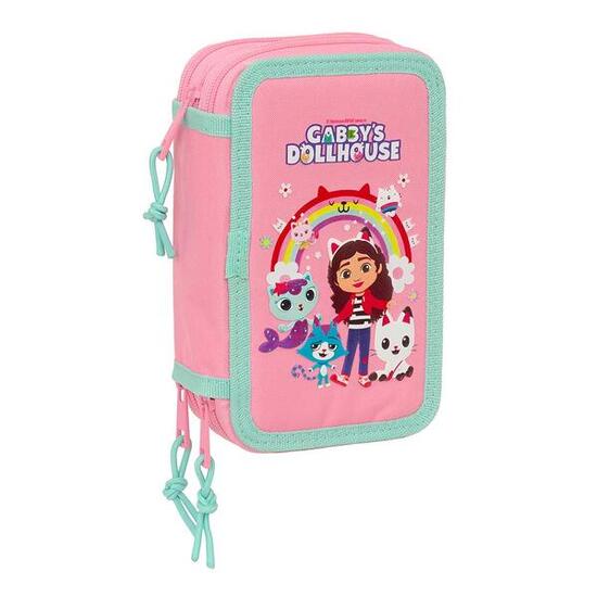 Gabbys Puppenhaus-Federmäppchen für Kinder mit Zubehör, rosa Polyester