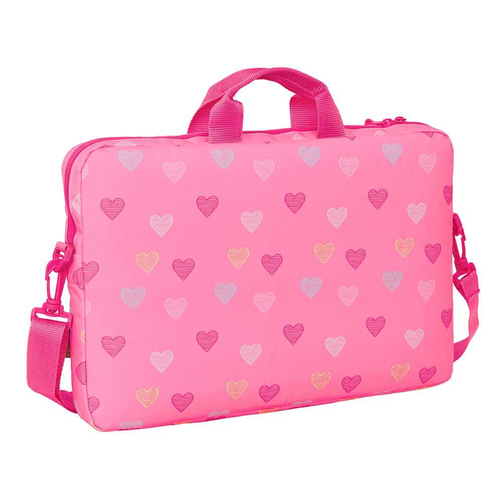 Capa portátil infantil Benetton Heart 15,6″ com alça e pegas rosa 2/3