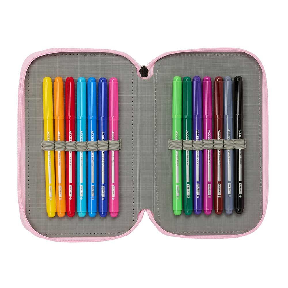 Astuccio triplo per bambini a tema K-Pop Demon Hunters con 37 pezzi, azzurro. 6/6