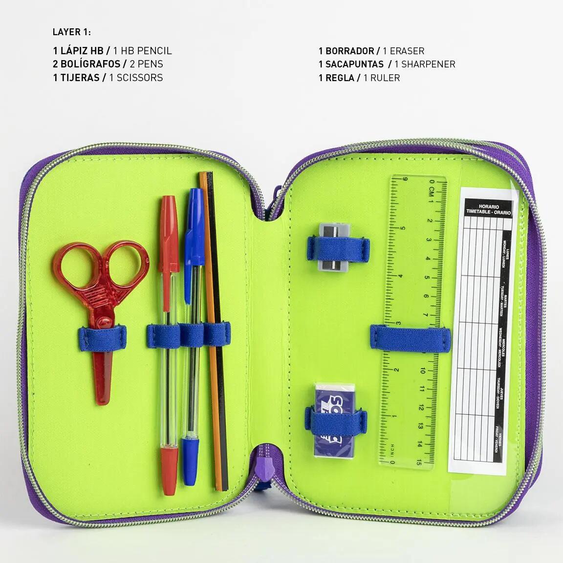 Trousse Snoopy triple pour enfants, 37 pièces et 3 compartiments, rose 2/5
