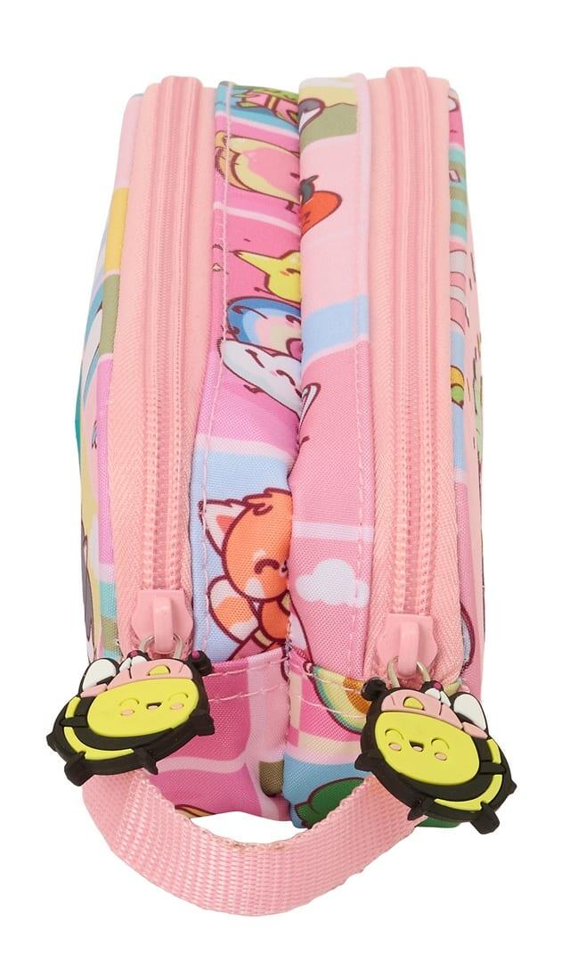 Astuccio doppio per matite Mr. Wonderful Comic con cerniere rosa pastello per 3/3