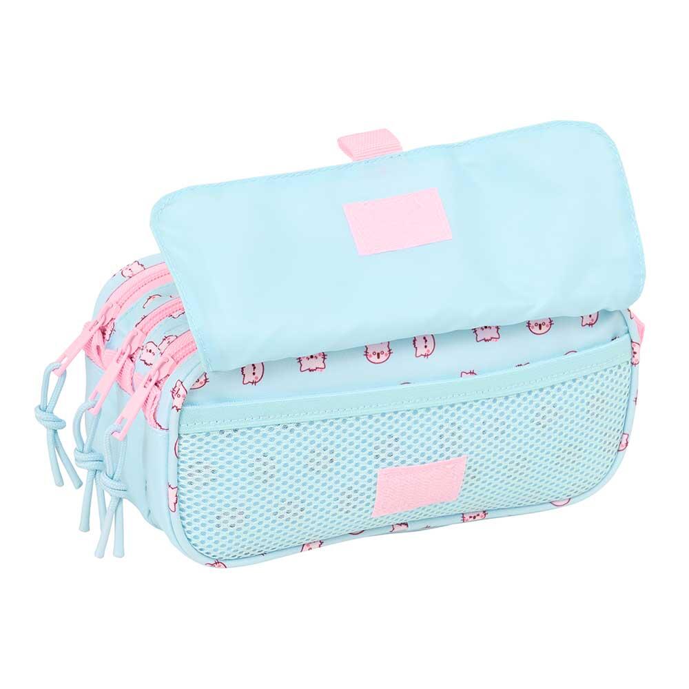Trousse triple pour enfants Pembe Le Chat Rose avec fermetures éclair, bleue 4/4