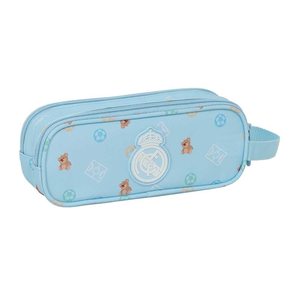 Astuccio doppio per bambini del Real Madrid con cerniera e manico, azzurro. 2/3