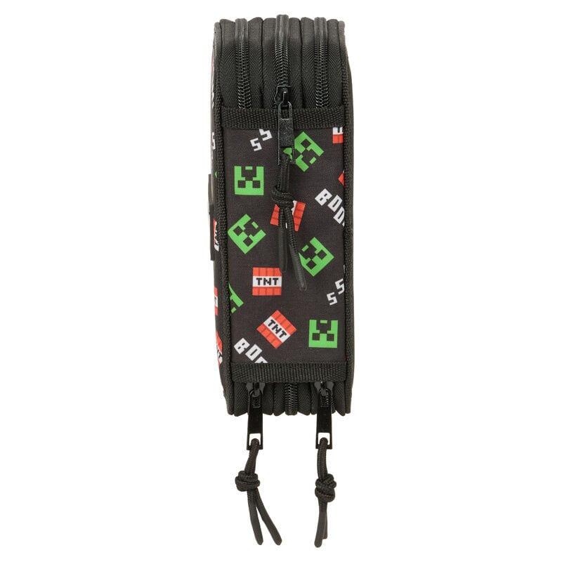 Astuccio doppio Minecraft per bambini con 28 pezzi e cerniera nera e grigia 3/4