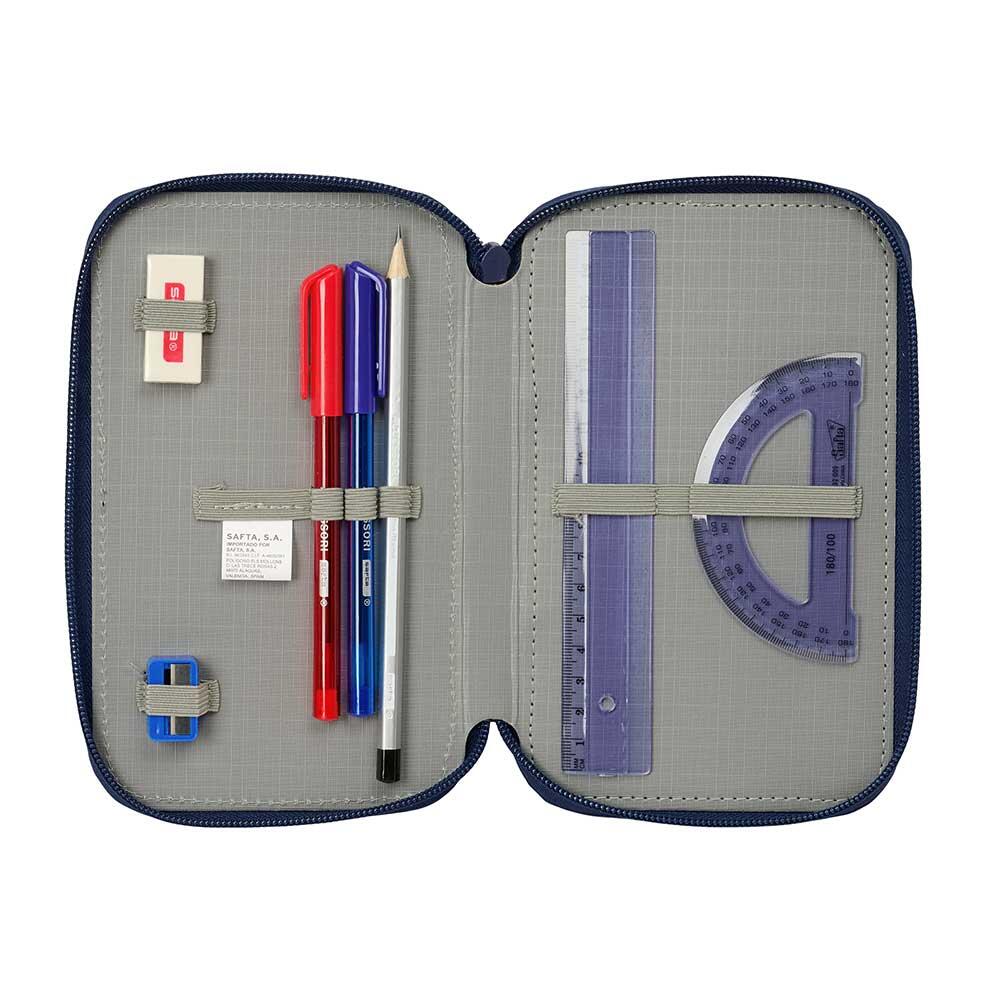 Astuccio doppio per matite da 28 pezzi con cerniera, colore nero, per bambini 4/6