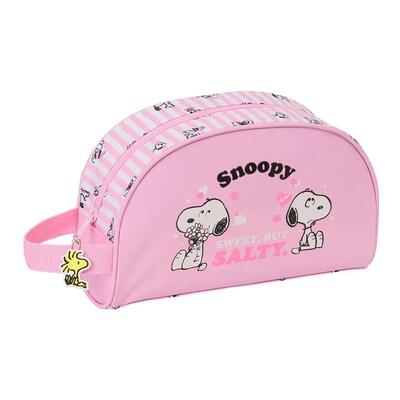 Beauty case da viaggio per adulti di Snoopy in poliestere con gancio e manico