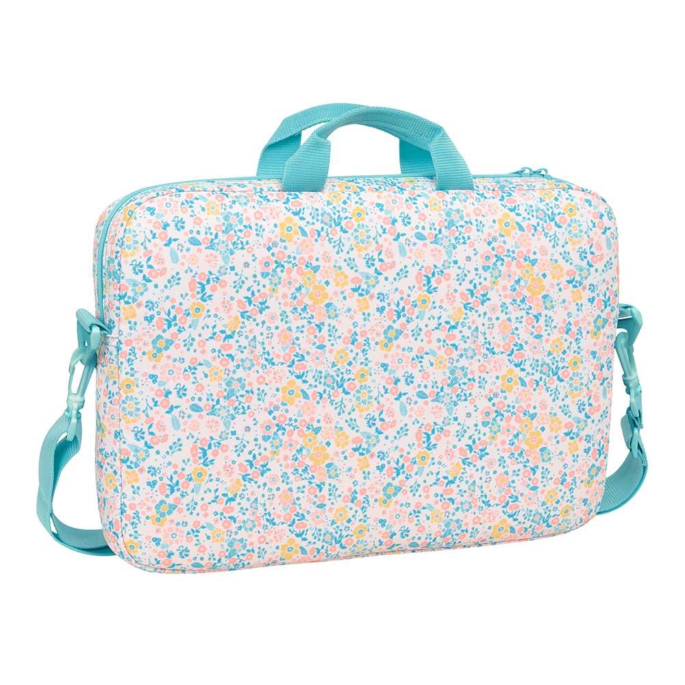 Custodia laptop adulto Moos Fiori riciclata 15,6″ con tracolla turchese 2/3