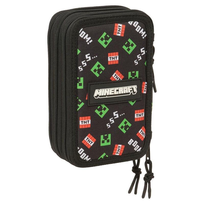 Astuccio doppio Minecraft per bambini con 28 pezzi e cerniera nera e grigia 2/4