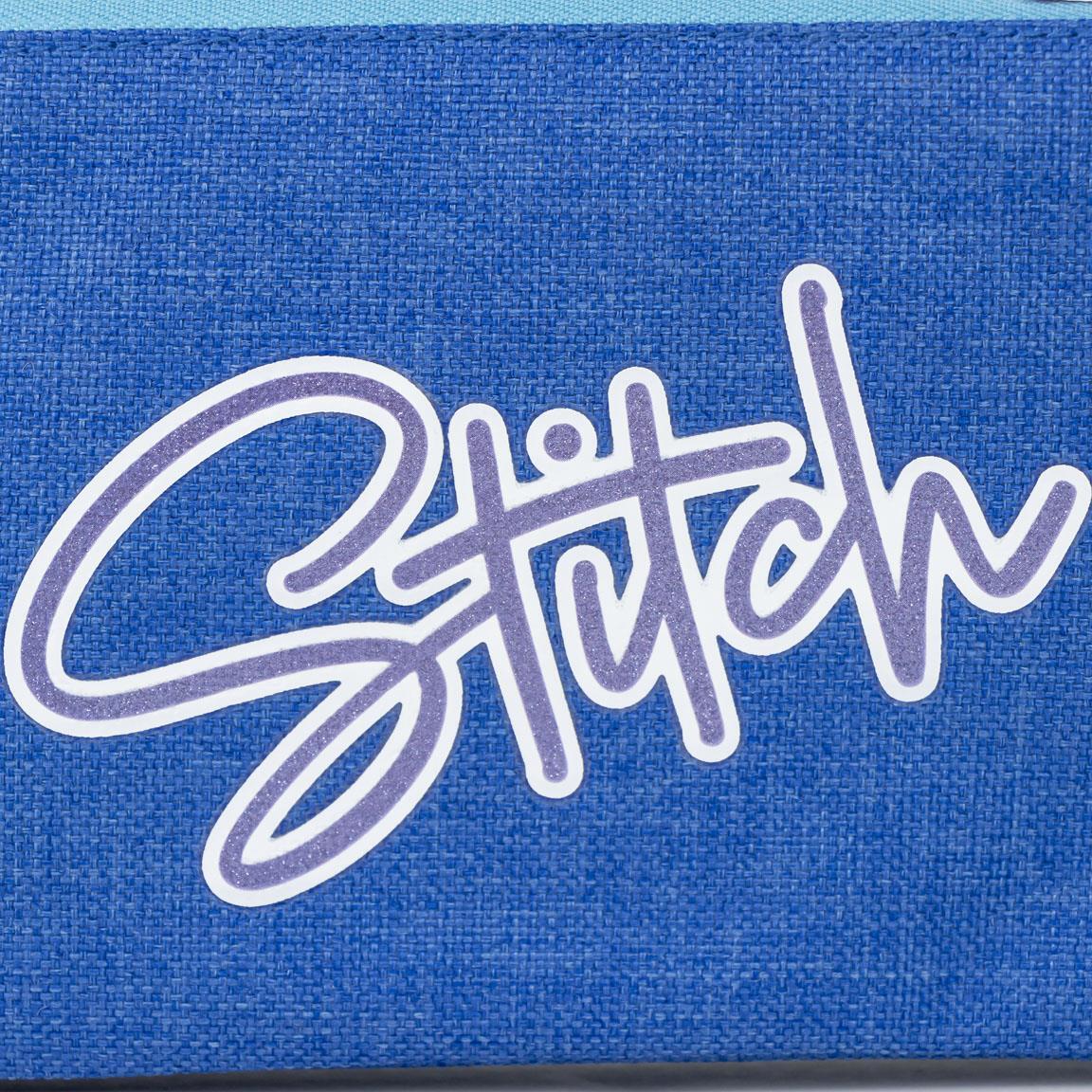 Trousse à crayons Stitch pour enfants, triple compartiment en polyester, 22,5 x 3/4
