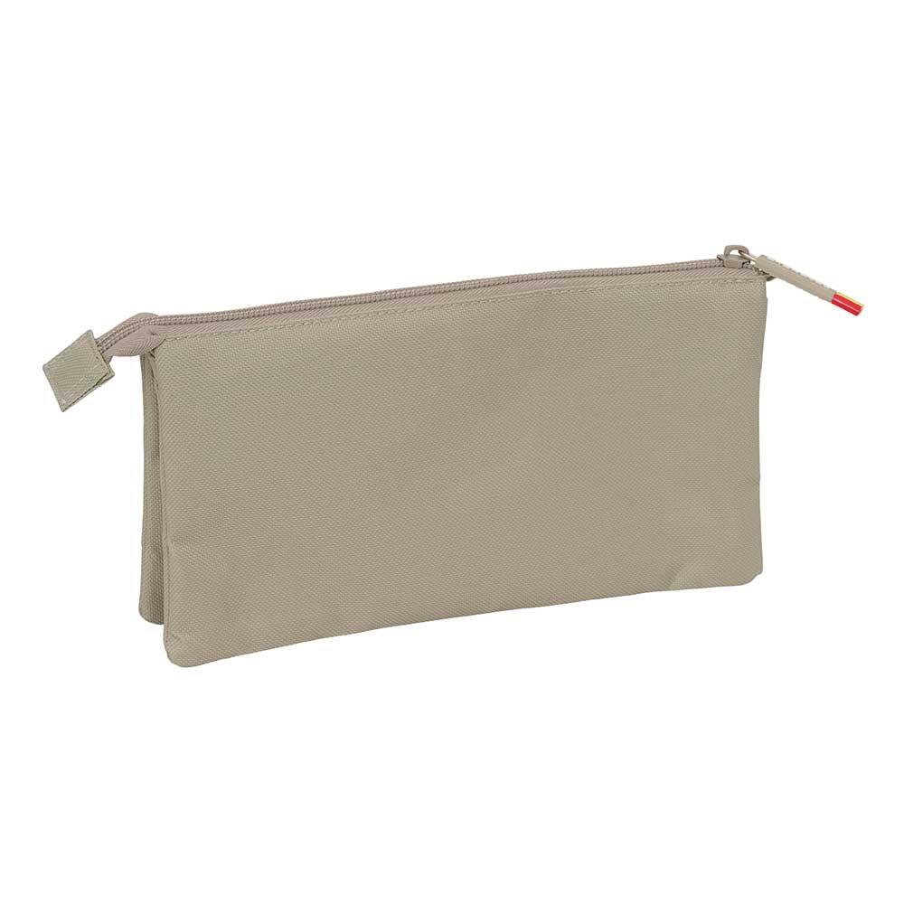 Astuccio triplo spagnolo per adulti, color tortora, con cerniere beige 2/3
