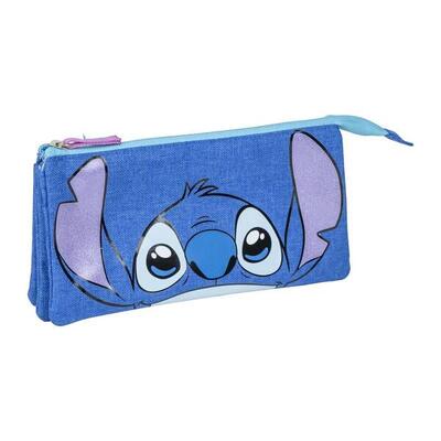 Astuccio doppio Stitch per bambini con 2 cerniere rosa e blu