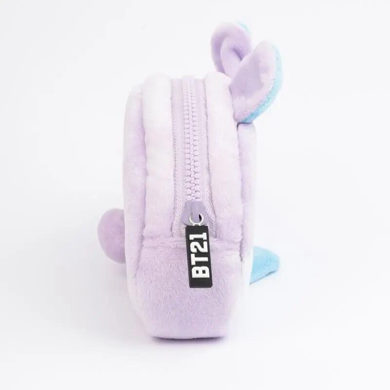 Astuccio per bambini BT21 in peluche con cerniera, 20 cm, colore lilla. 3/4