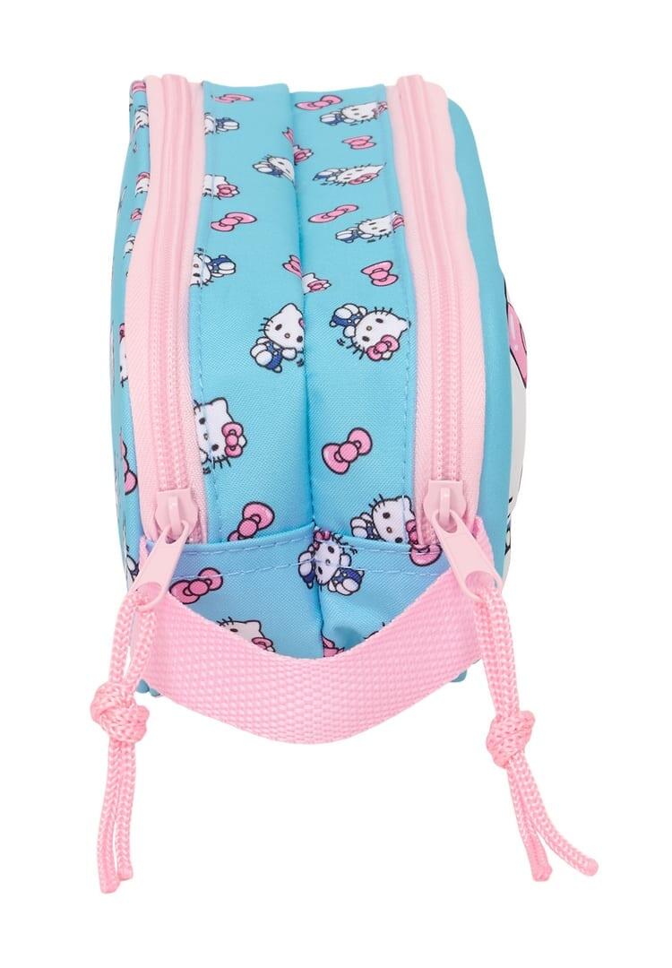 Astuccio doppio Hello Kitty per bambini con cerniera e manico, blu 3/3