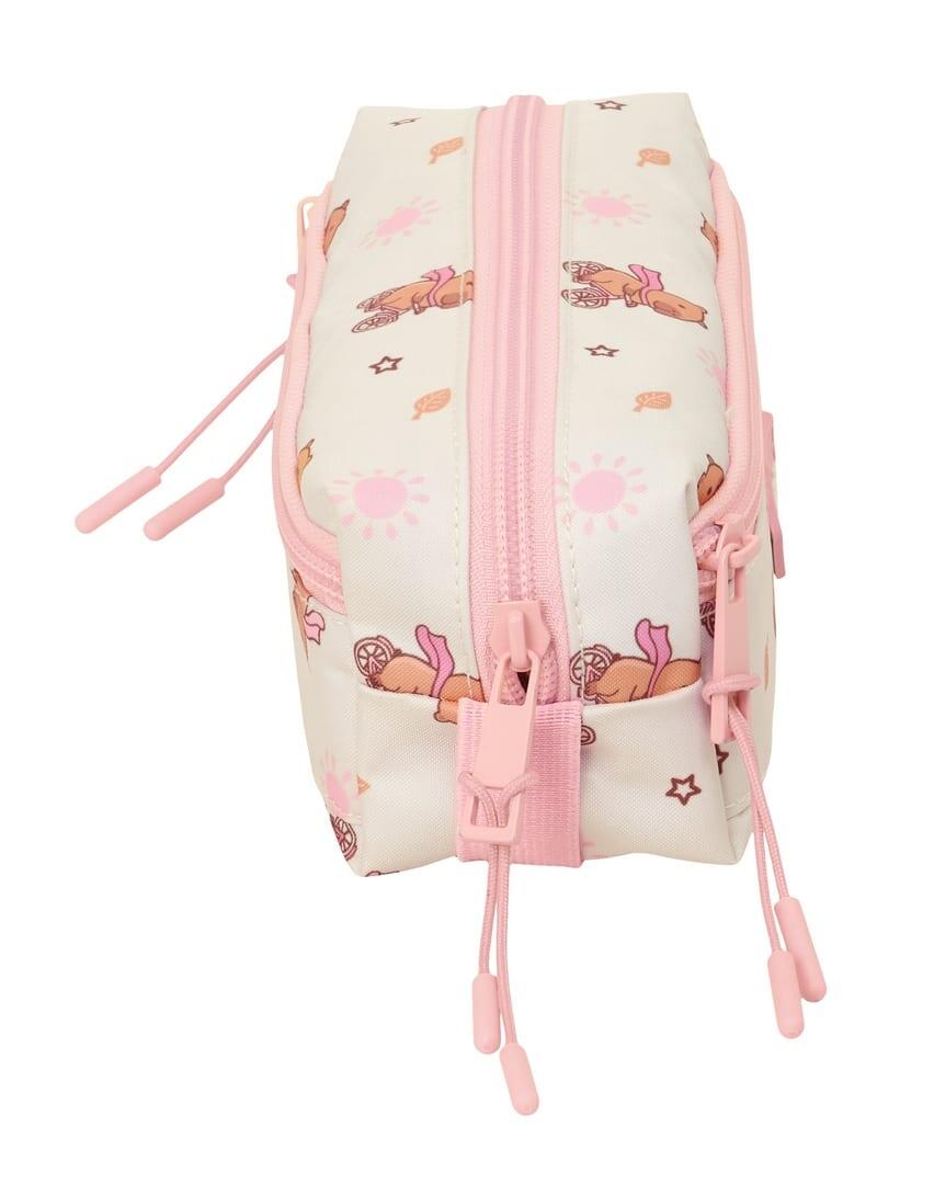 Trousse à crayons triple Capybara pour enfants avec fermeture éclair, 22 cm 3/4