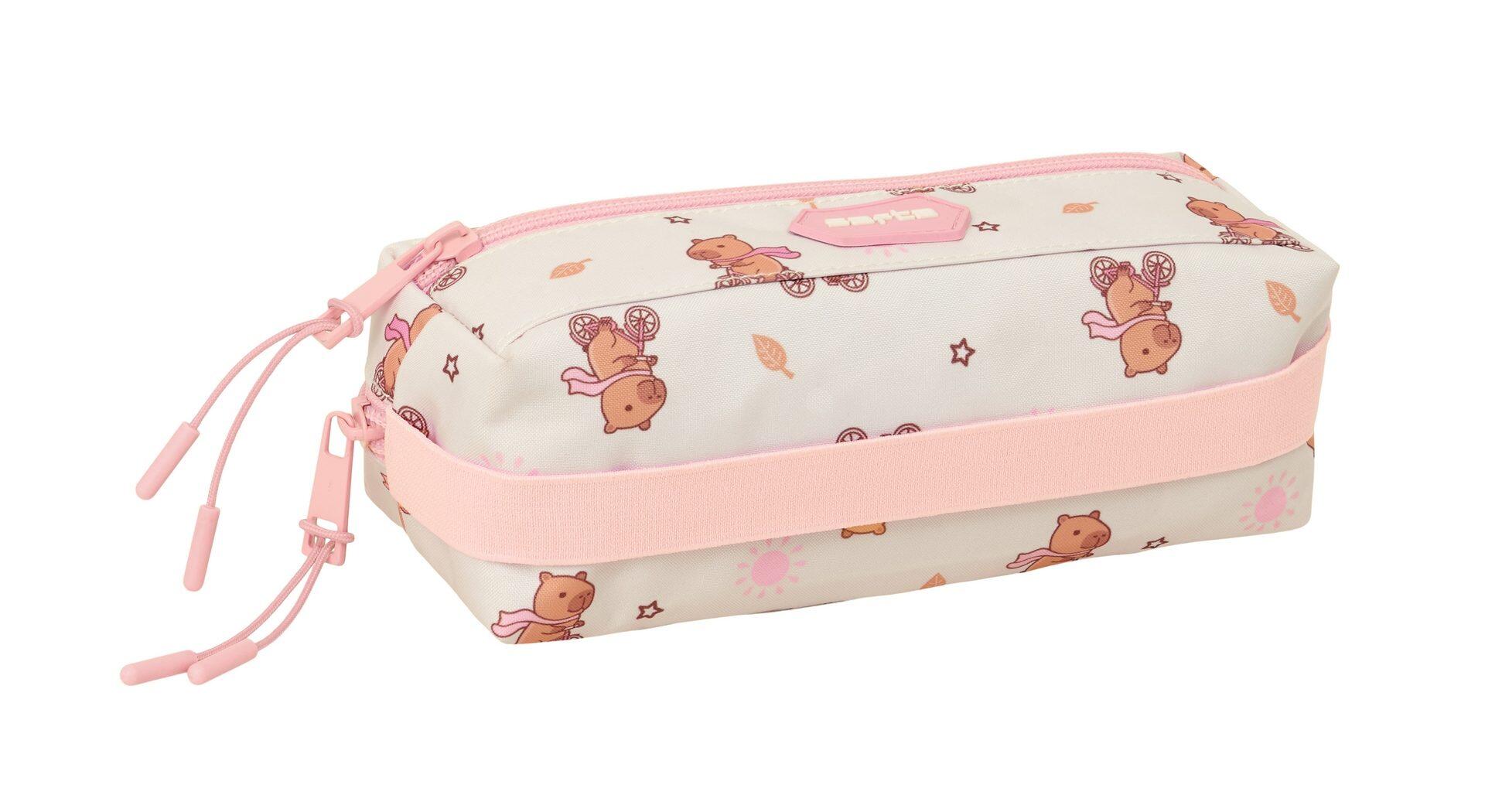 Trousse à crayons triple Capybara pour enfants avec fermeture éclair, 22 cm 4/4