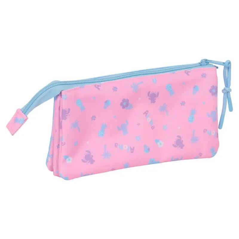 Vaiana Dreifaches Federmäppchen für Kinder mit 3 Fächern, 23 x 3 x 12 cm, Rosa 4/5