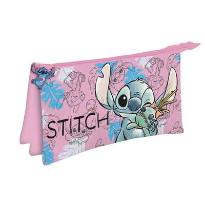Astuccio Stitch con tripla cerniera per bambini 22x14x35 cm rosa